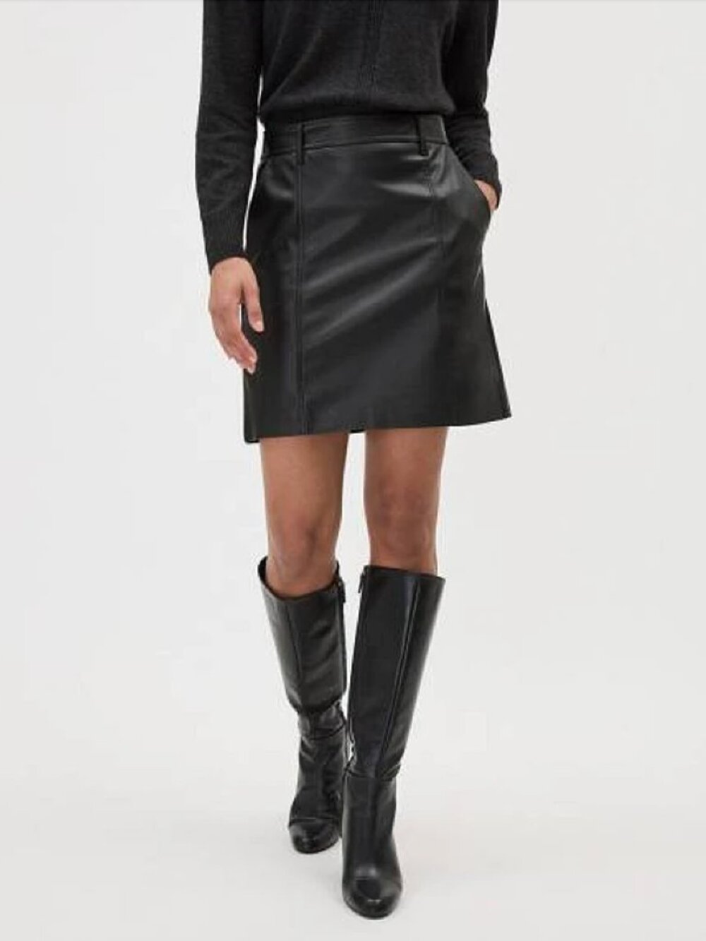 NWT RW&Co Faux Leather Black A-Line Mini Skirt